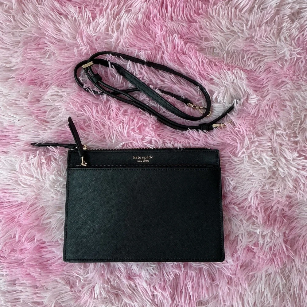 Kate Spade New‎ York Black Leather Crossbody Bag Clutch